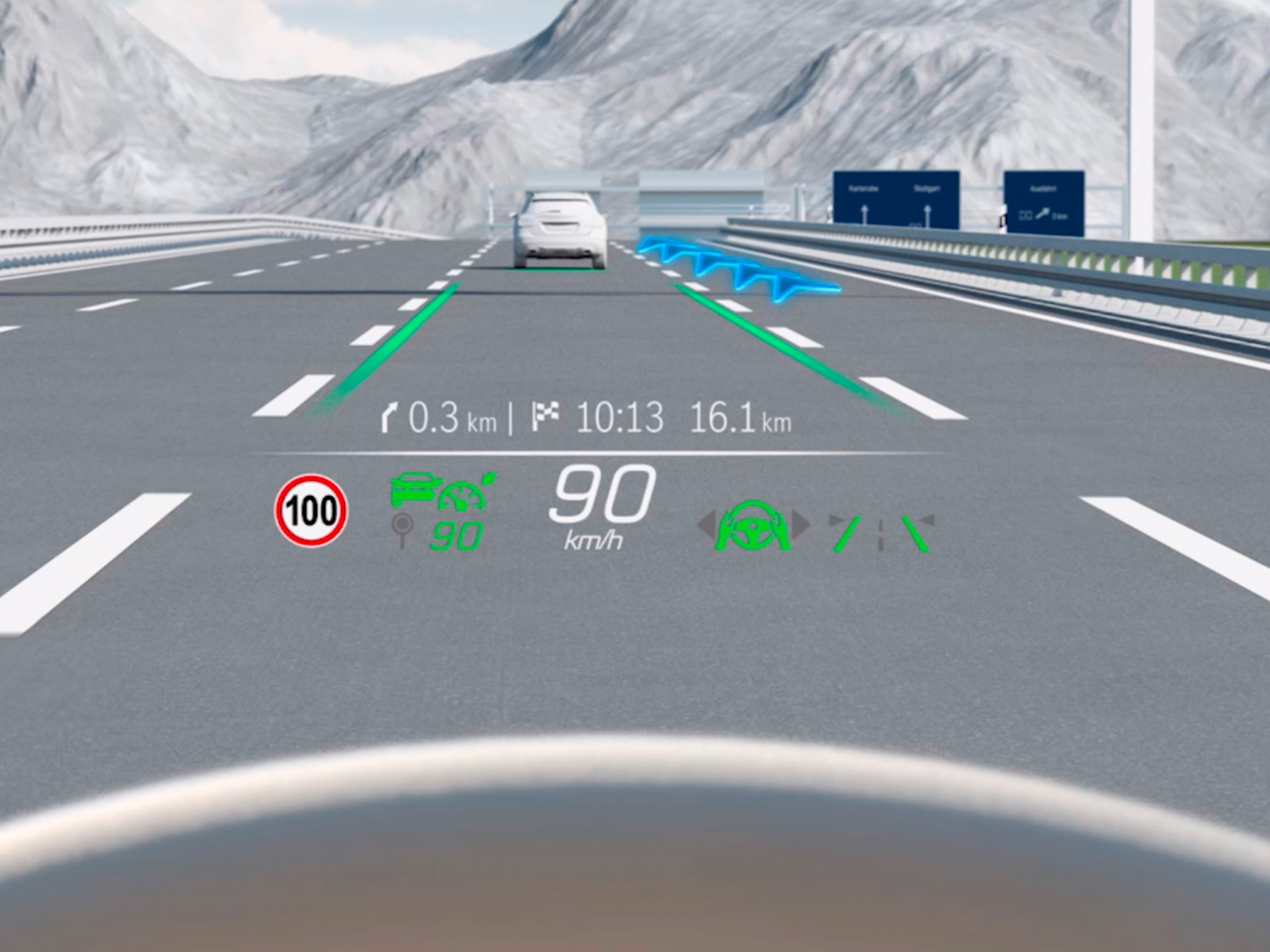 The video shows how the head-up display in the Mercedes-Benz C-Class Saloon works.